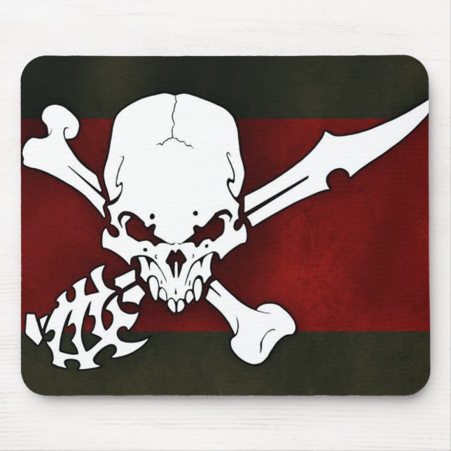 Mousepad cabeça branca do crânio com fundo transversal do (Frente)