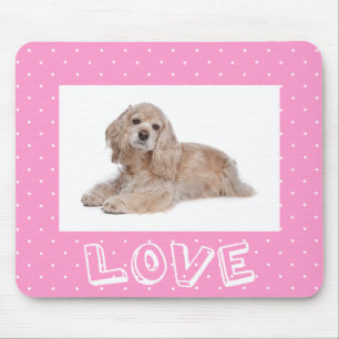Mousepad Cabeça de Bolinhas Rosa De Cocker Spaniel Puppy