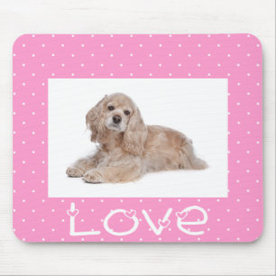 Mousepad Cabeça de Bolinhas Rosa De Cocker Spaniel Puppy