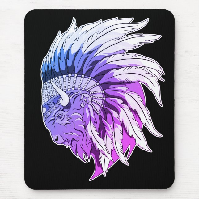 Mousepad Cabeça de Buffalo com Endereço Indígena (Frente)
