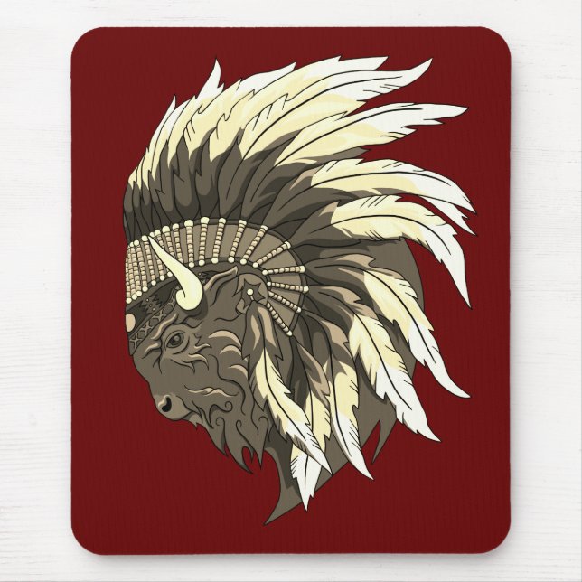 Mousepad Cabeça de Buffalo com Endereço Indígena (Frente)
