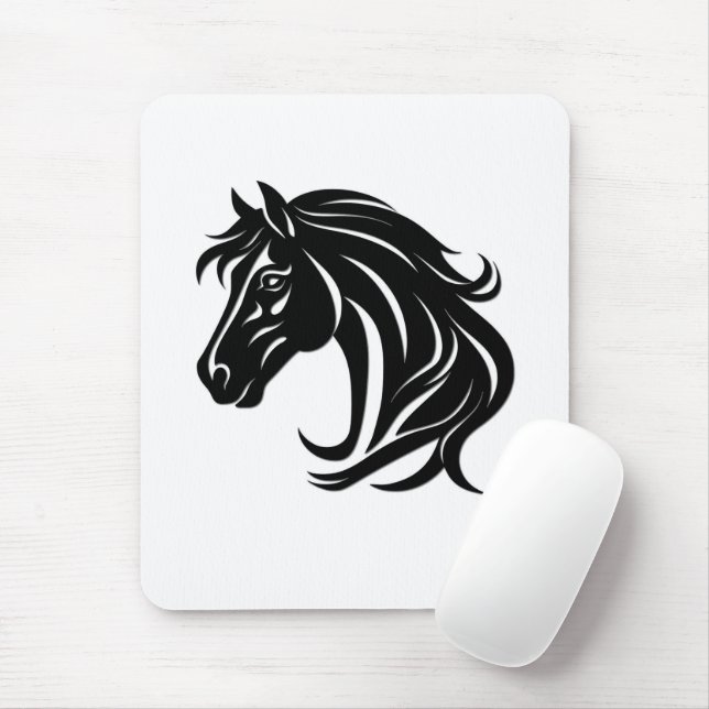 Mousepad Cabeça de Cavalo Preto Magnífico (Com mouse)
