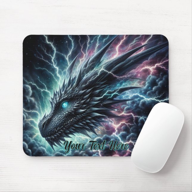Mousepad Cabeça de Dragão em uma tempestade com raios (Com mouse)