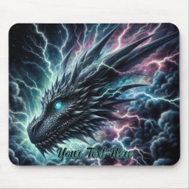 Mousepad Cabeça de Dragão em uma tempestade com raios