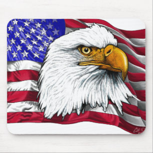 Mousepad Cabeça de Eagle com bandeira
