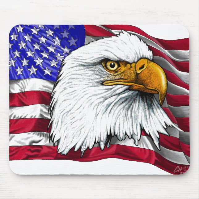 Mousepad Cabeça de Eagle com bandeira (Frente)