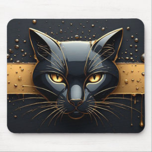 Mousepad Cabeça de Gato Preto com Design de Gotejamento Dou