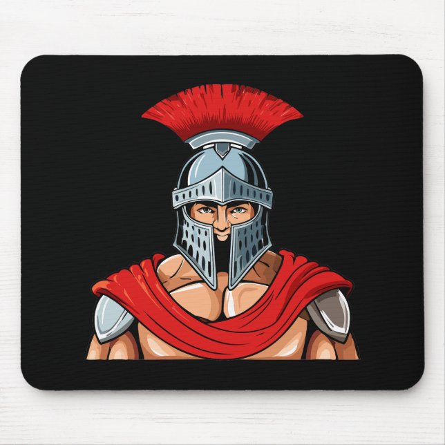 Mousepad Cabeça de guerreiro antigo em capacete e armadura (Frente)