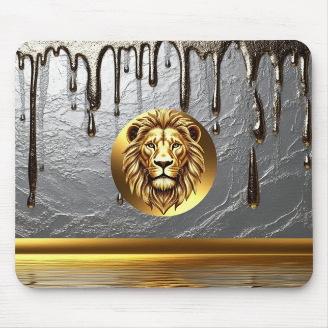 Mousepad Cabeça de Leão Dourado Com Efeito de Gotejamento M (Frente)