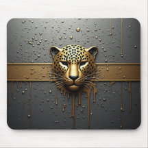 Cabeça de Leopardo Dourado com Estilo de Gotejamen