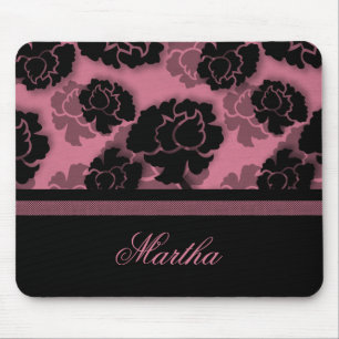 Mousepad Cabeça De Mão De Decadência Floral Grungente, Rosa