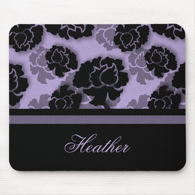 Mousepad Cabeça De Mão De Decadência Floral Grungy, Lavanda (Frente)