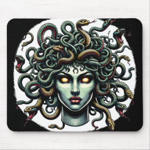 Mousepad Cabeça de Medusa Olhando Verde cheia de Cobras