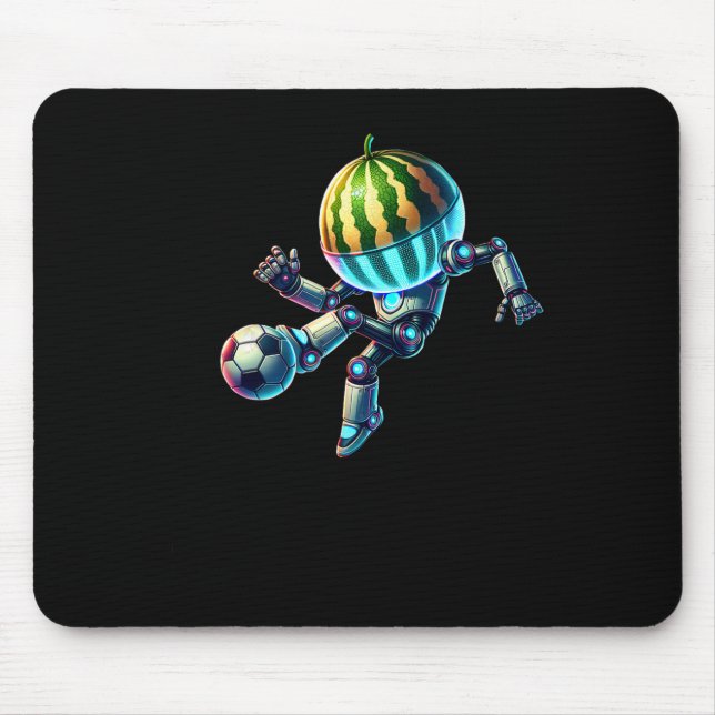 Mousepad Cabeça de Melancia Robô Futebol Driblando Chute (Frente)