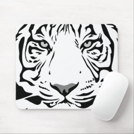 Mousepad Cabeça de Tigre Abstrata em Preto e Branco