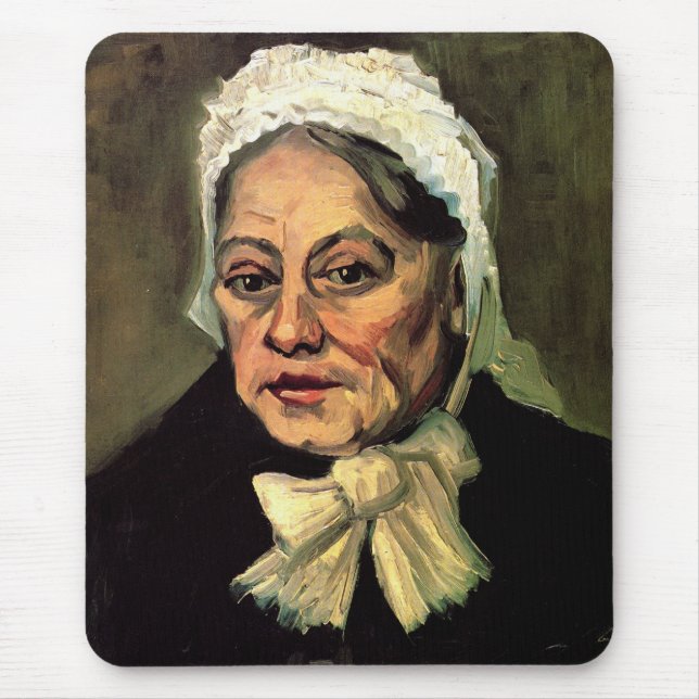 Mousepad Cabeça de uma Velha com Gorro Branco por Vincent v (Frente)