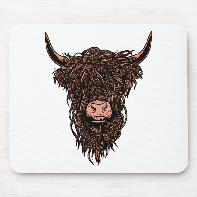 Mousepad Cabeça de Vaca das Terras Altas Engraçada (Frente)