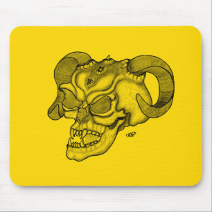 Mousepad Cabeça do diabo preto e Design amarelo