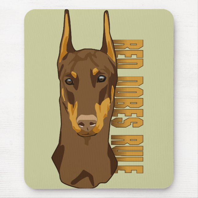 Mousepad Cabeça do Doberman, regra vermelha de Dobes (Frente)