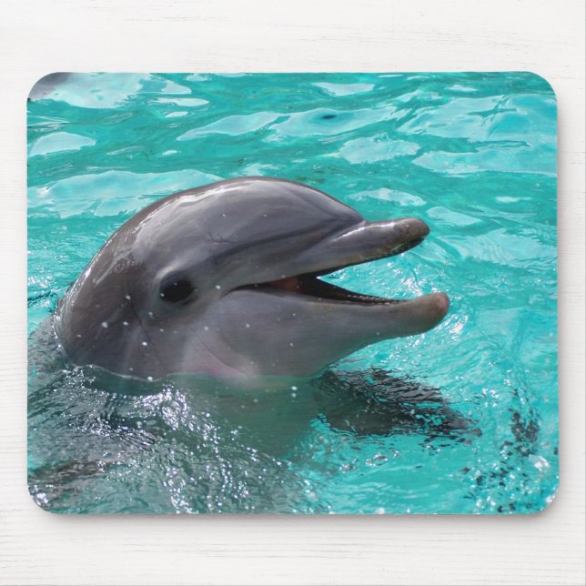 Mousepad Cabeça do golfinho na água de água-marinha (Frente)