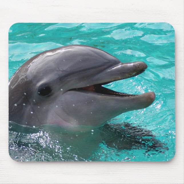 Mousepad Cabeça do golfinho na água de água-marinha (Frente)