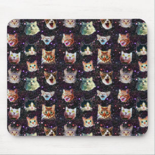 Mousepad Cabeças de Gato no Exterior Padrão de Galáxia Engr