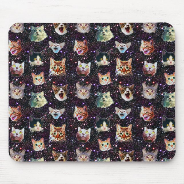 Mousepad Cabeças de Gato no Exterior Padrão de Galáxia Engr (Frente)