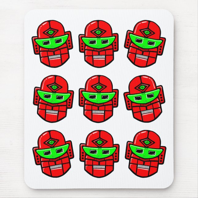 Mousepad Cabeças de robô retrô (Frente)