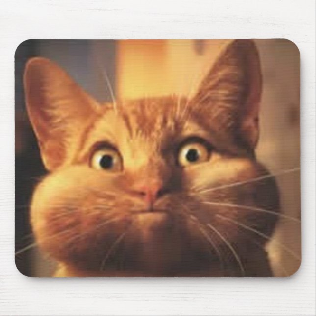 Mousepad Cabeçote Gato Surpreso (Frente)