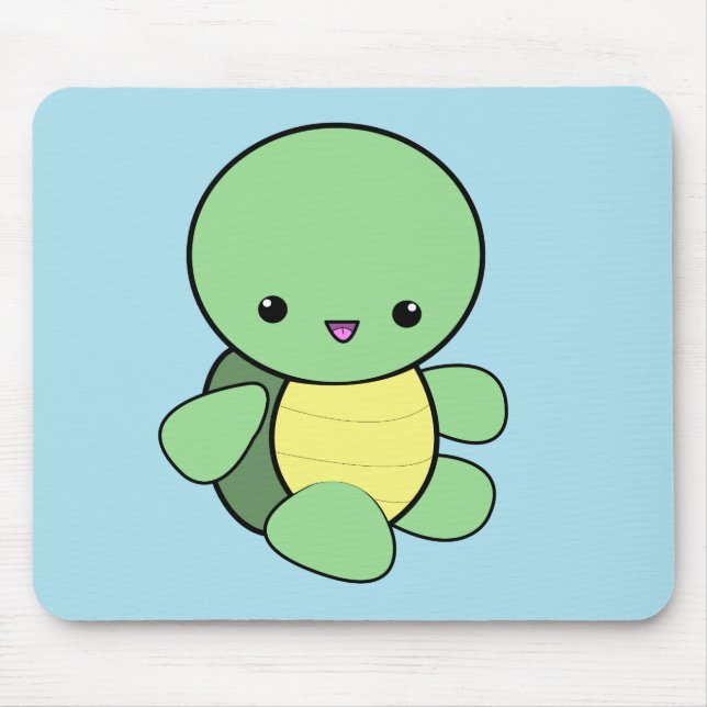 Mousepad Cabeleira verde de tartaruga Kawaii (Frente)