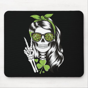 Mousepad Cabelo Desgrenhado Dia de São Patrício Crânio de M
