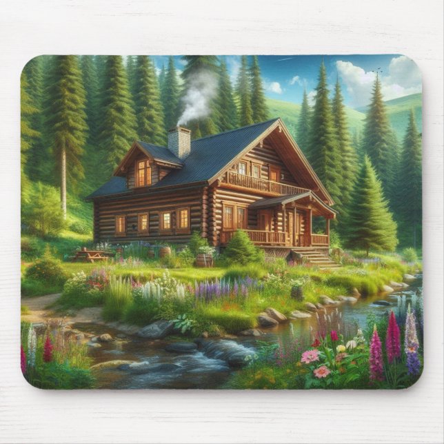 Mousepad Cabina, canas e flores das florestas (Frente)