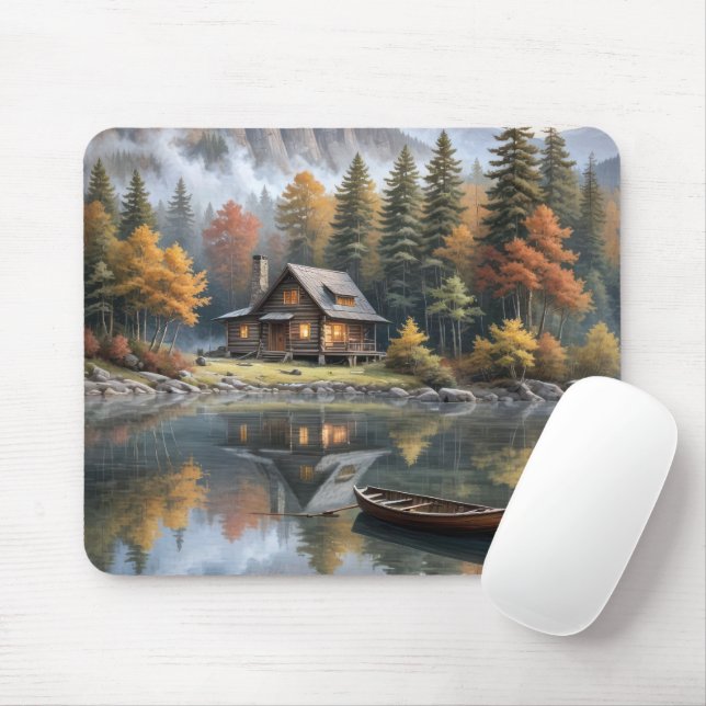 Mousepad Cabina De Cadeias Rústicas Nas Montanhas (Com mouse)