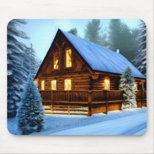 Mousepad Cabina de pinheiro de Norte do país de algodão
