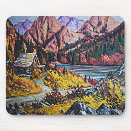 Mousepad Cabina pela pintura do lago Oil