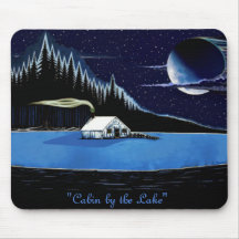 "Cabina perto do lago" design Mousepad.