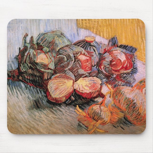 Mousepad Cabinas vermelhas e cebolas por Vincent van Gogh (Frente)