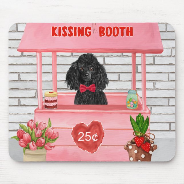 Mousepad Cabine de Beijo de Cachorro Poodle no Dia dos Namo (Frente)