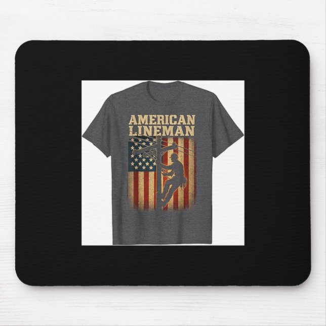 Mousepad Cabo Elétrico Retro Lineman Bandeira Americana (Frente)
