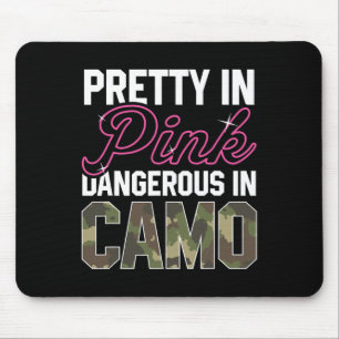 Mousepad Caça Camuflada Rosa Engraçada Gráfico Feminino Cer