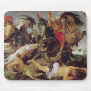 Mousepad Caça do Hippopotamus e do crocodilo, c.1615-16