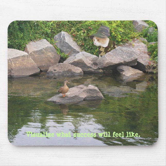 Mousepad Caça engraçada do gato em Camo (Frente)