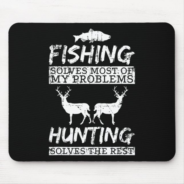 Mousepad Caça Engraçada Pesca Resolve Problema Peixe Veado  (Frente)