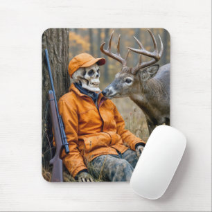 Mousepad Caçador de Halloween Esqueleto com um Veado
