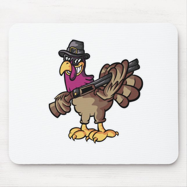 Mousepad Caçador de Peru de Ação de Graças Engraçado (Frente)