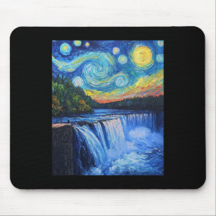Mousepad Cachoeira de Niagara - Estilo Van Gogh - Noite Est