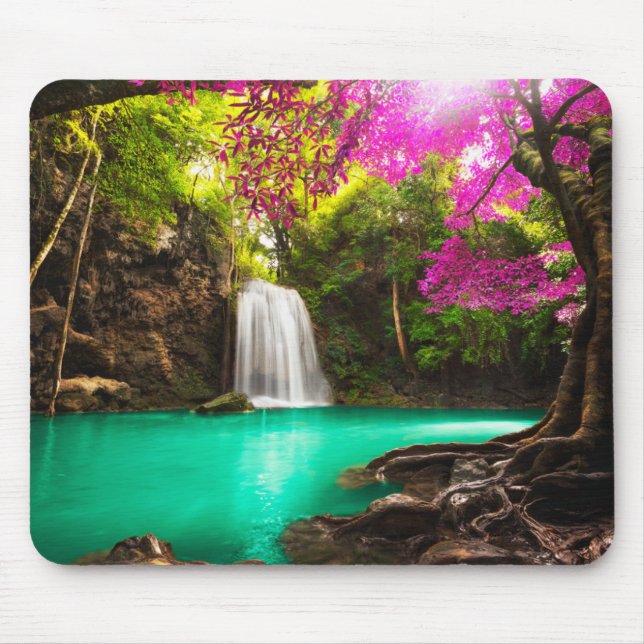 Mousepad Cachoeira na floresta do outono (Frente)