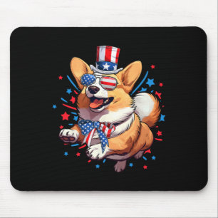 Mousepad Cachorro 4 de Julho Bandeira Americana dos EUA Pat
