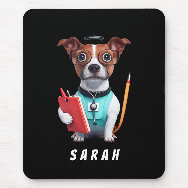 Mousepad Cachorro A Trabalhar Como Enfermeira, Cachorro A V (Frente)