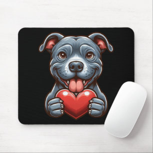 Mousepad Cachorro Adorável Abraçando Coração com Expressão